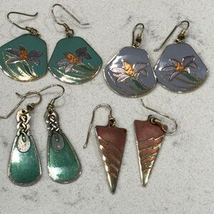 4 pair Laurel Burch - vintage signed earrings!  Beautiful